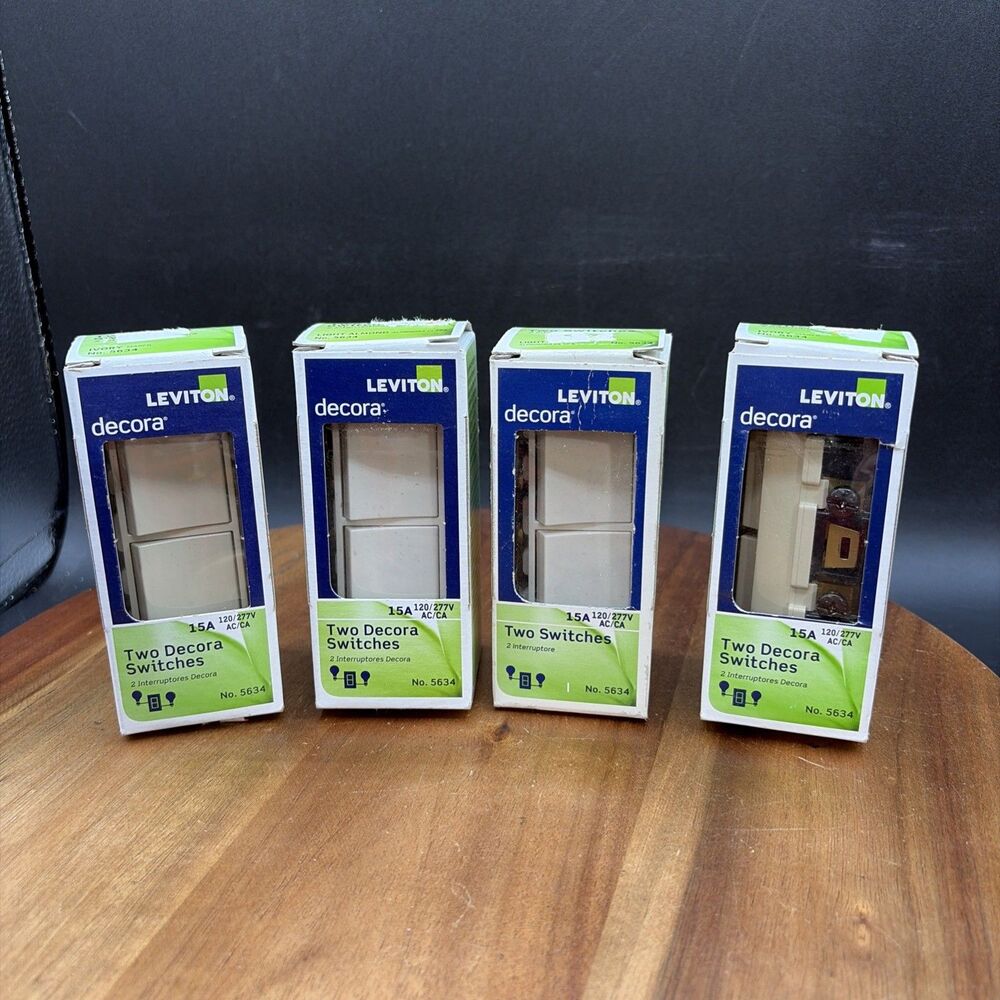 Lot 4 Leviton Switches Decora Edge 3-Way 15A 120/277V Ivory 5634-I Push Click